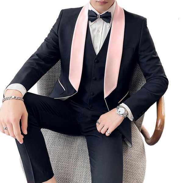 men's suits & blazers suit male black homme suits with pink shawl lapel groom tuxedo wedding man 3 pieces (jacket + pants vest tie) qmt, White;black
men's suits & blazers suit male black homme suits with pink shawl lapel groom tuxedo wedding man 3 pieces (jacket + pants vest tie) qmt, White;black