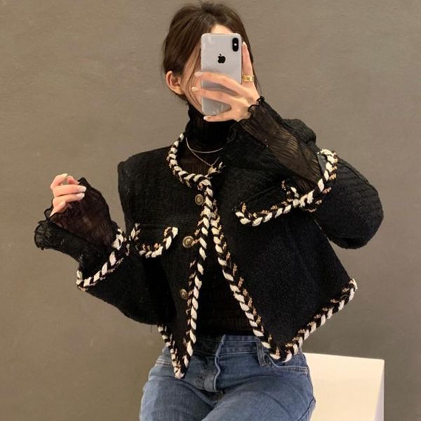 women's jackets autumn winter vintage tweed short jacket ladies korean fashion o-neck single-breasted long sleeve cropped coat women el, Black;brown
women's jackets autumn winter vintage tweed short jacket ladies korean fashion o-neck single-breasted long sleeve cropped coat women el, Black;brown