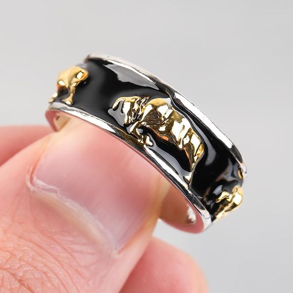 cluster rings punk for men fashion black enamel gold bull bullfighting finger ring personality design gothic party jewelry accessories, Golden;silver
cluster rings punk for men fashion black enamel gold bull bullfighting finger ring personality design gothic party jewelry accessories, Golden;silver