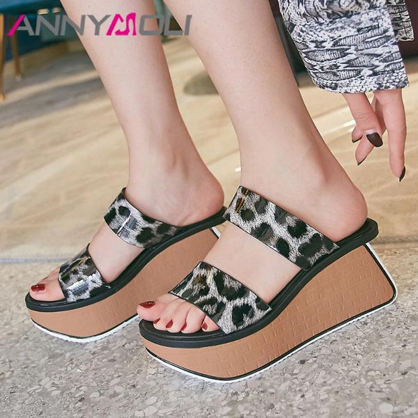 slippers annymoli summer slides women shoes natural real leather platform wedges high heel leopard open toe ladies sandals, Black
slippers annymoli summer slides women shoes natural real leather platform wedges high heel leopard open toe ladies sandals, Black