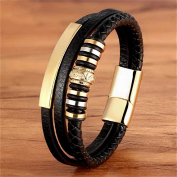 charm bracelets classic punk multilayer leather stainless steel men's bracelet accessories for year's gift wholesale, Golden;silver
charm bracelets classic punk multilayer leather stainless steel men's bracelet accessories for year's gift wholesale, Golden;silver