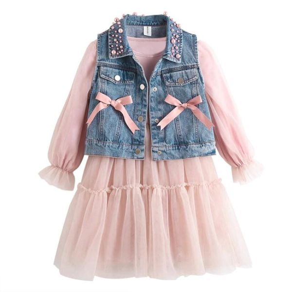 clothing sets girls clothes suit pearl neck denim vest + mesh dress 2pcs girl set teenage children 4 6 8 10 12 years toddler, White
clothing sets girls clothes suit pearl neck denim vest + mesh dress 2pcs girl set teenage children 4 6 8 10 12 years toddler, White