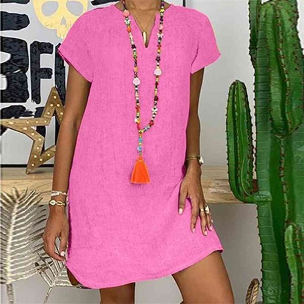 ladies cotton linen short sleeve dress summer v-neck solid color casual loose mini vestidos fashion streetwear plus size5xl 210331, Black;gray
ladies cotton linen short sleeve dress summer v-neck solid color casual loose mini vestidos fashion streetwear plus size5xl 210331, Black;gray