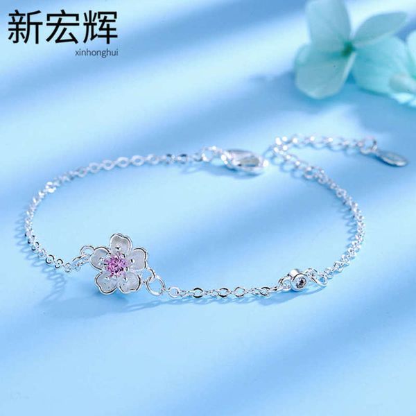 star same femininity pink crystal cherry blossom creative color zirconium flower bracelet, Black
star same femininity pink crystal cherry blossom creative color zirconium flower bracelet, Black