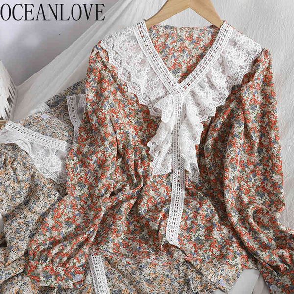 women blouses lace v neck floral print chiffon shirts sweet spring puff sleeve ruffles korean fashion blusas mujer 210415, White
women blouses lace v neck floral print chiffon shirts sweet spring puff sleeve ruffles korean fashion blusas mujer 210415, White