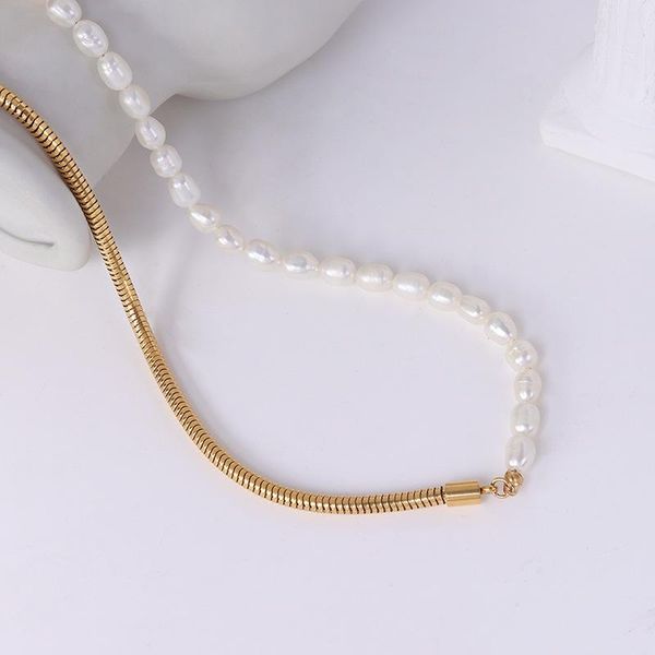 pendant necklaces bohemia 2021 freshwater pearl necklace plated 18k gold titanium steel snake chain choker for women girls gift, Silver
pendant necklaces bohemia 2021 freshwater pearl necklace plated 18k gold titanium steel snake chain choker for women girls gift, Silver