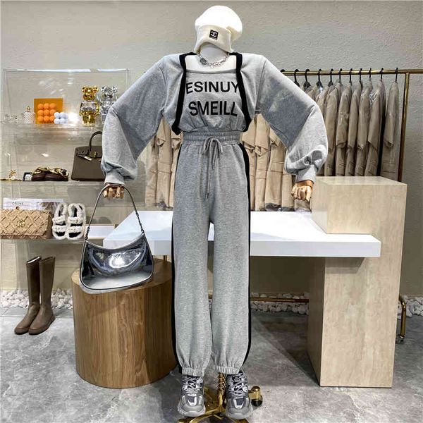 pant design of athletic niche letters two t-shirts + waist high cordon side slash ess tights suit pants, White
pant design of athletic niche letters two t-shirts + waist high cordon side slash ess tights suit pants, White