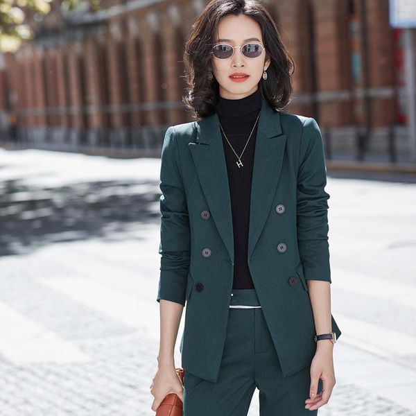 autumn and winter long-sleeved blazer set business wear women's double-breasted coat +trousers 2 piece overalls suits & blazers, White;black
autumn and winter long-sleeved blazer set business wear women's double-breasted coat +trousers 2 piece overalls suits & blazers, White;black
