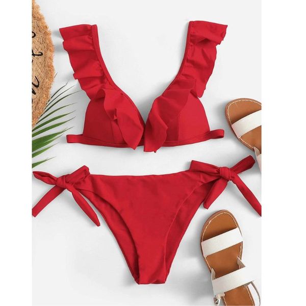women's swimwear bikini brazilian mujer 2021 summer ruffle women red white black push up pads swimsuit bandage 2 piece sets
women's swimwear bikini brazilian mujer 2021 summer ruffle women red white black push up pads swimsuit bandage 2 piece sets