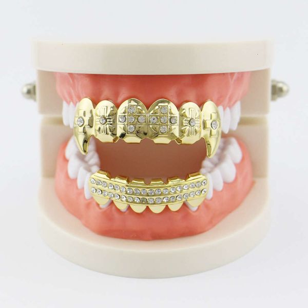 cross drill hip hop braces 18k plated halloween gold teeth vampire fangs for men and women grills, Silver
cross drill hip hop braces 18k plated halloween gold teeth vampire fangs for men and women grills, Silver