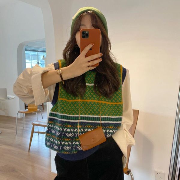 women's vests sweater vest korean retro fashion round neck sleeveless knitted all-match women spring and autumn stacking, Black;white
women's vests sweater vest korean retro fashion round neck sleeveless knitted all-match women spring and autumn stacking, Black;white