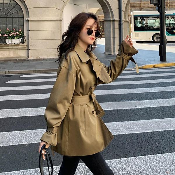 women's trench coats 2021 early autumn trendy windbreaker coat short ins fashion retro hong kong korean women, Tan;black
women's trench coats 2021 early autumn trendy windbreaker coat short ins fashion retro hong kong korean women, Tan;black