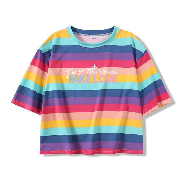 of fake love printed female crop kpop baggy casual rainbow stripes streetwear summer harajuku all-match t-shirt women's, White
of fake love printed female crop kpop baggy casual rainbow stripes streetwear summer harajuku all-match t-shirt women's, White