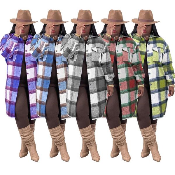 women's wool & blends casaul women long coat colorful plaid full sleeve with bottom high streetwear winter clothes for outfit, Black
women's wool & blends casaul women long coat colorful plaid full sleeve with bottom high streetwear winter clothes for outfit, Black