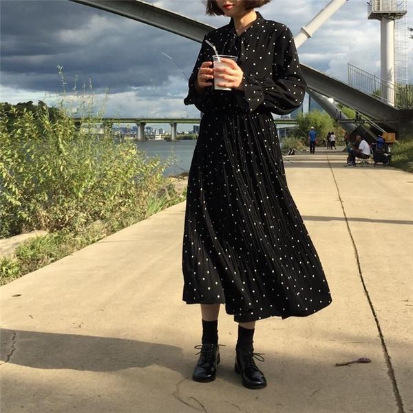 casual dresses korean style dot dress women spring 2021 chiffon long sleeve bow tie elastic waist loose trend vestidos, Black;gray
casual dresses korean style dot dress women spring 2021 chiffon long sleeve bow tie elastic waist loose trend vestidos, Black;gray