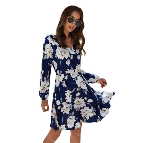 summer dress autumn v-neck backless long sleeve floral print knee casual dresses, Black;gray
summer dress autumn v-neck backless long sleeve floral print knee casual dresses, Black;gray