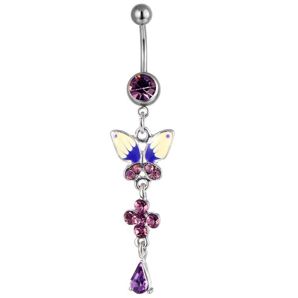 d0004 purple color bowknot belly button ring 11mm longth with 8/5 mm balls body piercing jewelry, Silver
d0004 purple color bowknot belly button ring 11mm longth with 8/5 mm balls body piercing jewelry, Silver