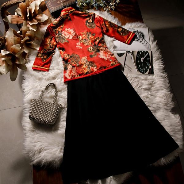 half sleeve qipao dress red blouse black skirt improve cheongsam chinese style retro costume -5xl plus size ethnic clothing
half sleeve qipao dress red blouse black skirt improve cheongsam chinese style retro costume -5xl plus size ethnic clothing
