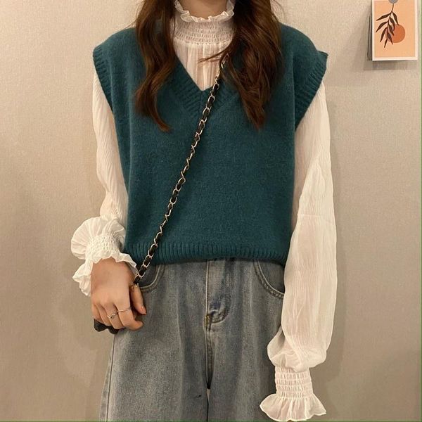 women's vests solid v-neck sweater vest women autumn fashion outwear sleeveless waistcoat pullover korean ins all-match knitted u758, Black;white
women's vests solid v-neck sweater vest women autumn fashion outwear sleeveless waistcoat pullover korean ins all-match knitted u758, Black;white