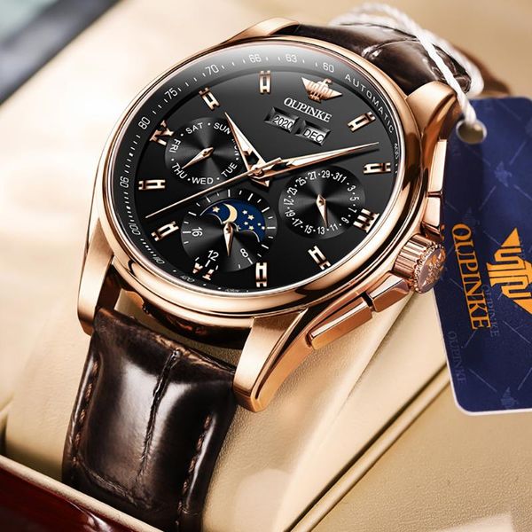 wristwatches switzerland oupinke men mechanical watch luxury automatic leather sapphire waterproof sports wristwatch montre homme 2021, Slivery;brown
wristwatches switzerland oupinke men mechanical watch luxury automatic leather sapphire waterproof sports wristwatch montre homme 2021, Slivery;brown