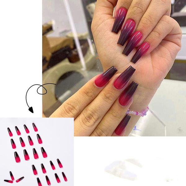 false nails extra long ballerina nail tips art fingernails, Red;gold 
false nails extra long ballerina nail tips art fingernails, Red;gold