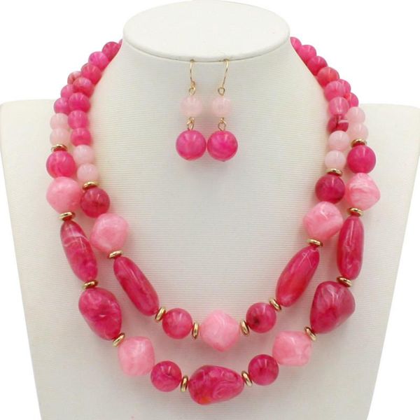earrings & necklace bohemian double multi layer geometric resin round beads ethnic fashion pink jewelry sets for women, Silver
earrings & necklace bohemian double multi layer geometric resin round beads ethnic fashion pink jewelry sets for women, Silver