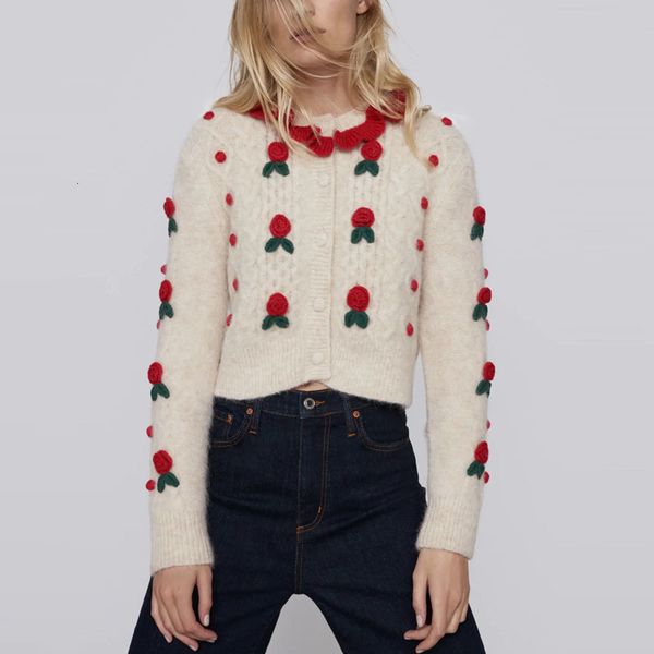 knits cropped knit cardigan women elegant long sleeve floral short sweater female chic textured ruffle streetwear knitted top, White
knits cropped knit cardigan women elegant long sleeve floral short sweater female chic textured ruffle streetwear knitted top, White