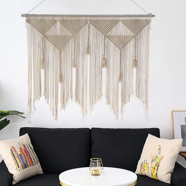tapestries macrame wall hanging boho woven tapestry, beige white tassel decor curtain for home backdrop (wood stick not included)
tapestries macrame wall hanging boho woven tapestry, beige white tassel decor curtain for home backdrop (wood stick not included)