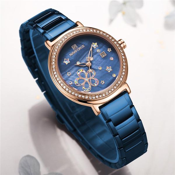 wristwatches naviforce brand luxury women watch ladies waterproof quartz date display clock gift girl wife wrist relogio feminino, Slivery;brown