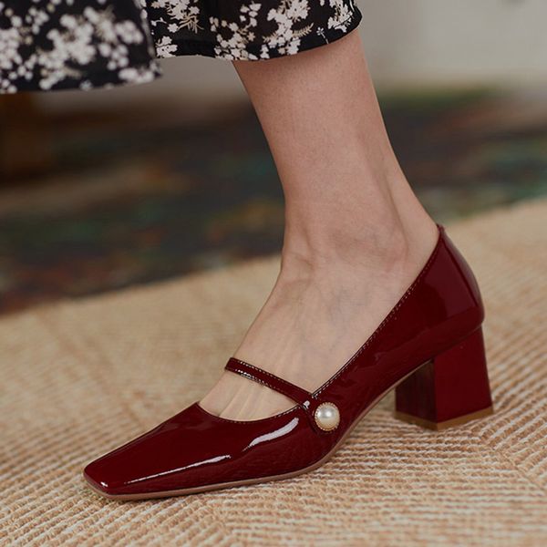 spring autumn women pumps pearl mary janes shoes patent leather dress shoes woman mid heels office lady shoe square toe 9023n, Black
spring autumn women pumps pearl mary janes shoes patent leather dress shoes woman mid heels office lady shoe square toe 9023n, Black