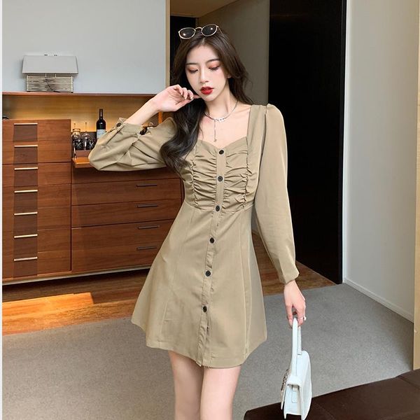 casual dresses 2021 fall winter vintage long sleeve short dress women korean square collar clothes woman single breasted, Black;gray
casual dresses 2021 fall winter vintage long sleeve short dress women korean square collar clothes woman single breasted, Black;gray