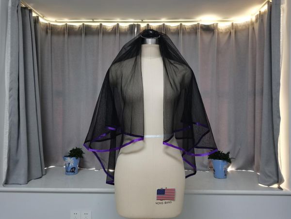 bridal veils black tulle veil short purple ribbon trim white ivory wedding
bridal veils black tulle veil short purple ribbon trim white ivory wedding