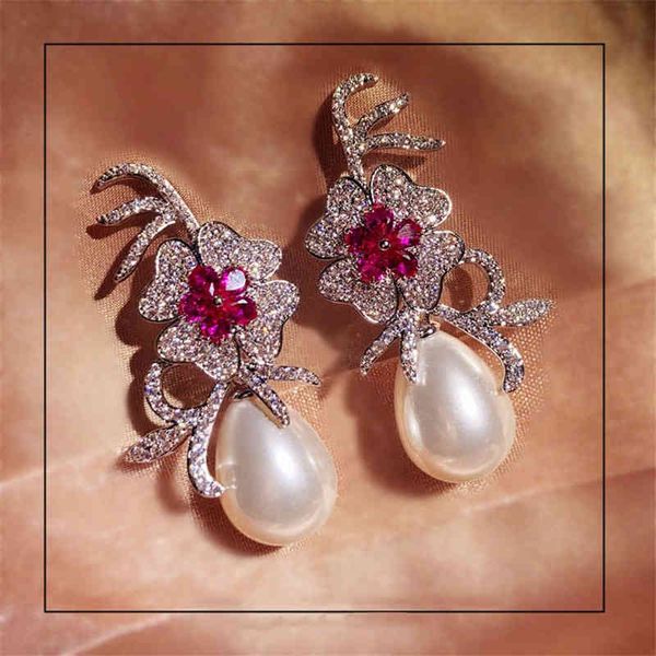 s925 silver vintage earrings for women flower cubic zirconia water drop fresgwater pearls luxury brincos fine jewelry, Golden
s925 silver vintage earrings for women flower cubic zirconia water drop fresgwater pearls luxury brincos fine jewelry, Golden