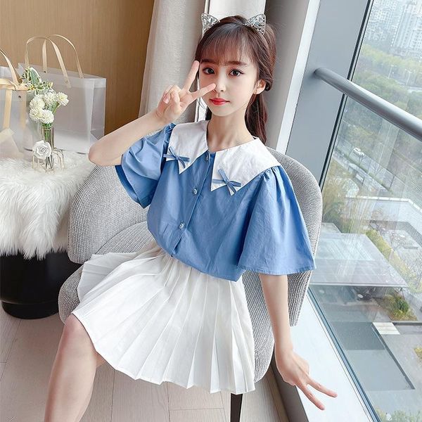girls summer clothes suit fashion college style clothing for kids outfit teen child lapel shirt+pleated skirt sets, White
girls summer clothes suit fashion college style clothing for kids outfit teen child lapel shirt+pleated skirt sets, White