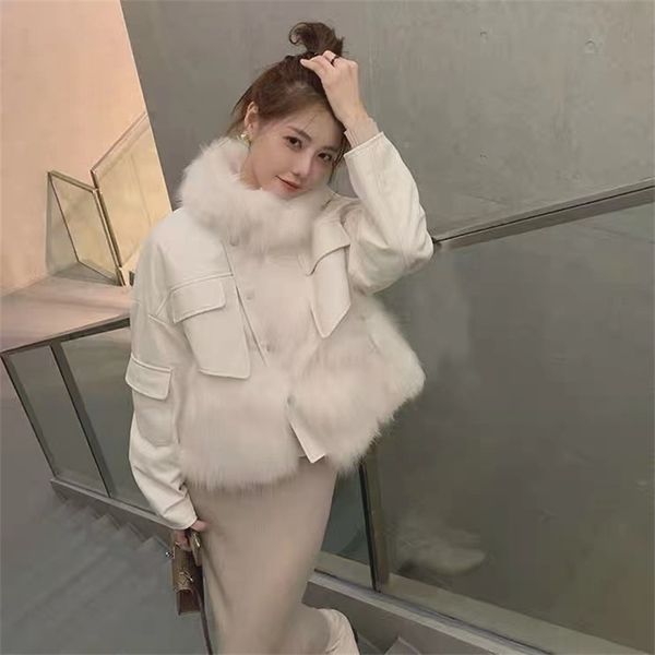 wool stitched coat thickened leather clothes women's autumn and winter korean version new loose small fragrant wind fox wool short cott, Black
wool stitched coat thickened leather clothes women's autumn and winter korean version new loose small fragrant wind fox wool short cott, Black