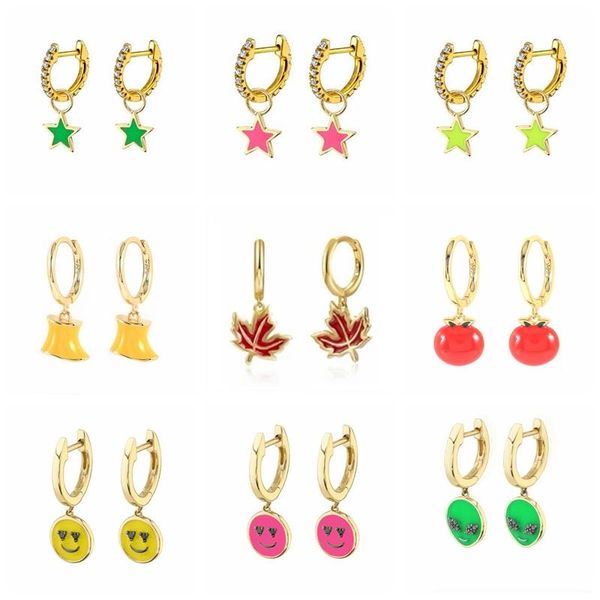 hoop & huggie aide 925 sterling silver fashion enamel fruits dangle charm earrings aros leaves maple cherry circle loops piercing clips, Golden;silver
hoop & huggie aide 925 sterling silver fashion enamel fruits dangle charm earrings aros leaves maple cherry circle loops piercing clips, Golden;silver