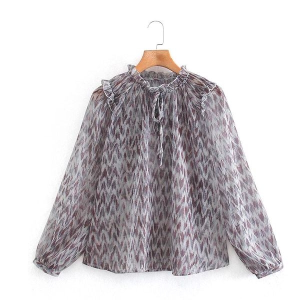 women's blouses & shirts ladies chiffon shirt light ruffled blouse printed sweet girly, White
women's blouses & shirts ladies chiffon shirt light ruffled blouse printed sweet girly, White