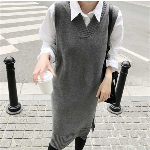 fall women clothing loose sleeveless sweater dress vest sweaters knitting long knitted wool oversize pullover 211119, Black;gray
fall women clothing loose sleeveless sweater dress vest sweaters knitting long knitted wool oversize pullover 211119, Black;gray