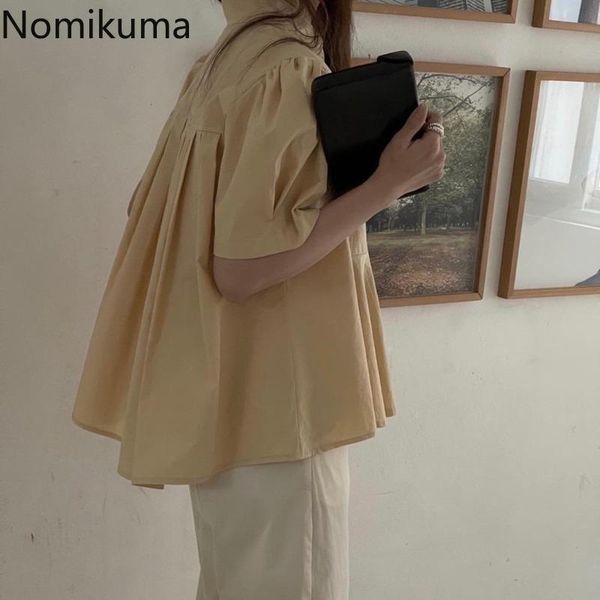 women's blouses & shirts nomikuma korean back folds women sleeve turn-down collar summer 2021 blusas mujer de moda 6j410, White
women's blouses & shirts nomikuma korean back folds women sleeve turn-down collar summer 2021 blusas mujer de moda 6j410, White