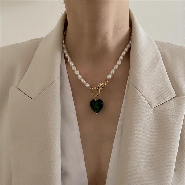 pendant necklaces irregular natural pearl for women blue green color glass heart chokers necklace wedding jewelry, Silver
pendant necklaces irregular natural pearl for women blue green color glass heart chokers necklace wedding jewelry, Silver