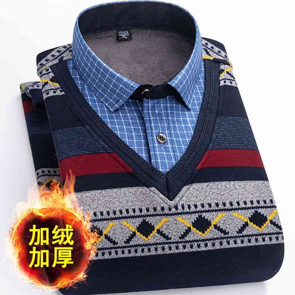5XL Autumn Winter Men Fce Shirt-collar 2021 Fashion Grid Printed Thick Warm Male Veet Thicken Sweater, White;black
5XL Autumn Winter Men Fce Shirt-collar 2021 Fashion Grid Printed Thick Warm Male Veet Thicken Sweater, White;black