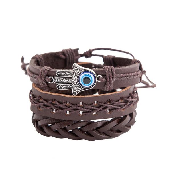 charm bracelets turkish blue eye palm pendant bracelet multilayer simple hip-hop rock genuine leather bangles hand-woven jewelry gifts, Golden;silver
charm bracelets turkish blue eye palm pendant bracelet multilayer simple hip-hop rock genuine leather bangles hand-woven jewelry gifts, Golden;silver