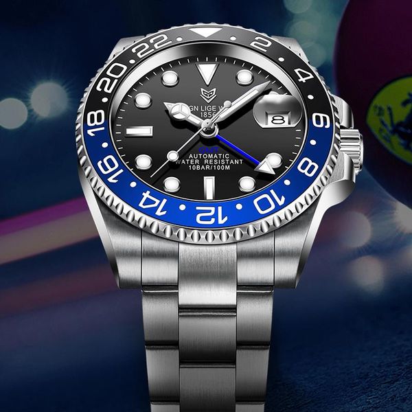 wristwatches lige design 2021 luxury men mechanical wristwatch stainless steel gmt watch brand sapphire glass mens watches reloj hombre, Slivery;brown
wristwatches lige design 2021 luxury men mechanical wristwatch stainless steel gmt watch brand sapphire glass mens watches reloj hombre, Slivery;brown