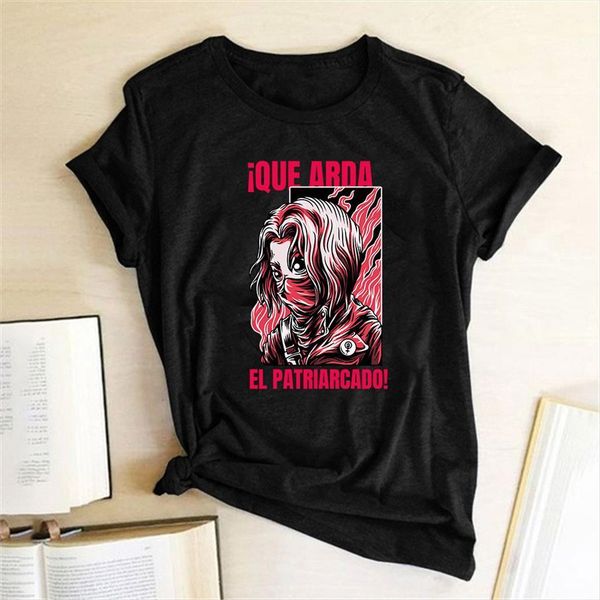 let it burn girl wearing women t shirts a mask print graphic tees short sleeve o neck casual summer, White
let it burn girl wearing women t shirts a mask print graphic tees short sleeve o neck casual summer, White