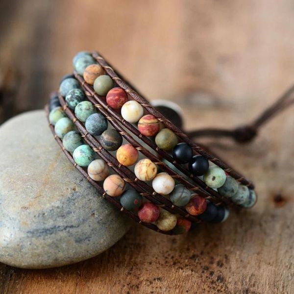 beaded, strands oaiite vintage leather bracelet frosted natural stone bead wrist for women men handmade jewelry accessories, Black
beaded, strands oaiite vintage leather bracelet frosted natural stone bead wrist for women men handmade jewelry accessories, Black