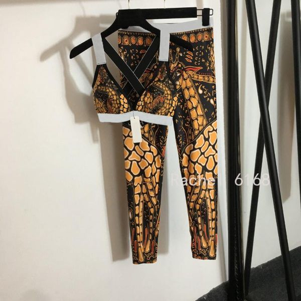 women's two piece pants luxury design 2021 autumn yoga sports suit giraffe print cross vest suspender underwear + slim fashion, White
women's two piece pants luxury design 2021 autumn yoga sports suit giraffe print cross vest suspender underwear + slim fashion, White