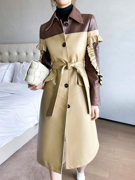 women's trench coats designer's simple sheepskin women's medium and long fur lace up contrast leather windbreaker coat, Tan;black
women's trench coats designer's simple sheepskin women's medium and long fur lace up contrast leather windbreaker coat, Tan;black