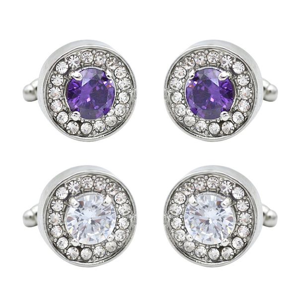 fashion round purple crystal cufflinks for men simple shirt button tacks geometric alloy silver plated dress jewelry accessories wholesale
fashion round purple crystal cufflinks for men simple shirt button tacks geometric alloy silver plated dress jewelry accessories wholesale