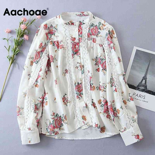 chic lace parchwork floral print blouse women casual stand collar loose shirt female long sleeve vintage 210413, White
chic lace parchwork floral print blouse women casual stand collar loose shirt female long sleeve vintage 210413, White