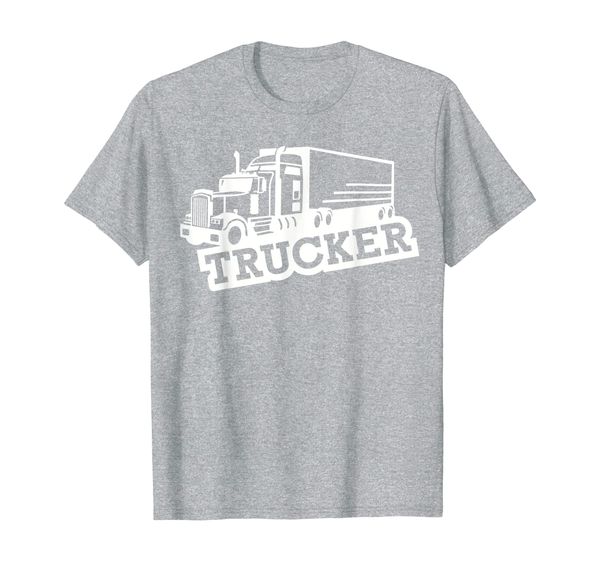 trucker with truck t-shirt, White;black